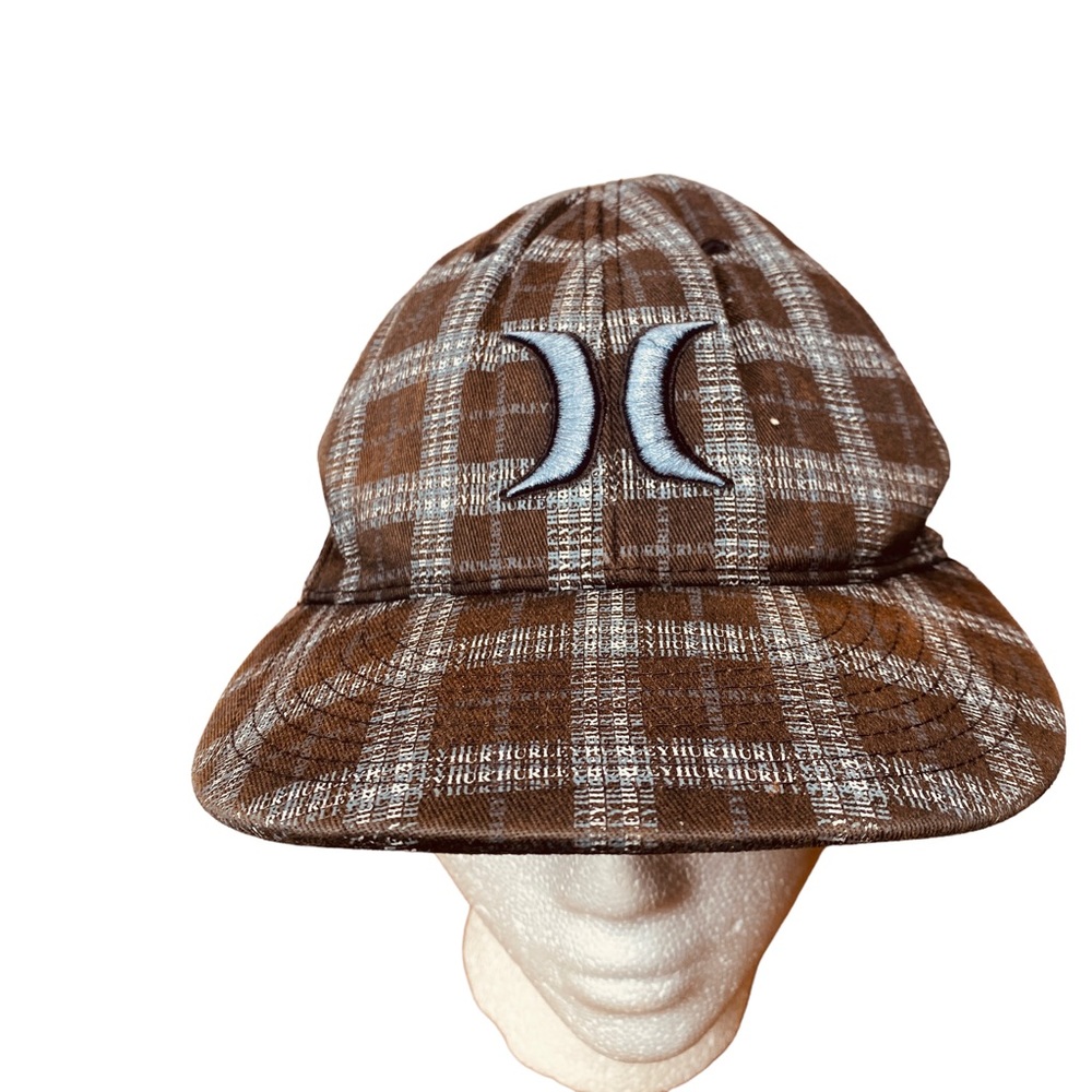 Flexfit Hurley Brown Checkered Fitted Logo Cap Hat